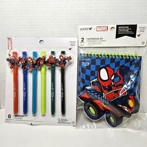 Spider-Man Yoobi Marvel Bundle 6pk Marker with Charms Skater Sketch Note…